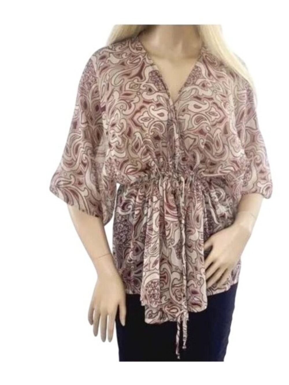 Bloomingdale’s x Willow & Clay Tie Front Flutter Sleeve Sheer Top| Coquette Boho - Picture 2 of 8